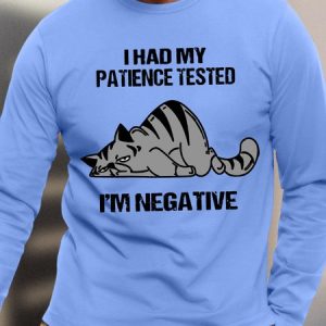 Men’s  Had My Patience Tested I'm Nnegative Humor And Irony Crew Neck Casual Cotton Top, color:Blue|size:3XL, Lilicloth.com