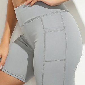 Sports Plain Pocket Stitching Bikini Bottom, swimwear>>Bikini Bottoms, color:Light Gray|size:XL, JustFashionNow