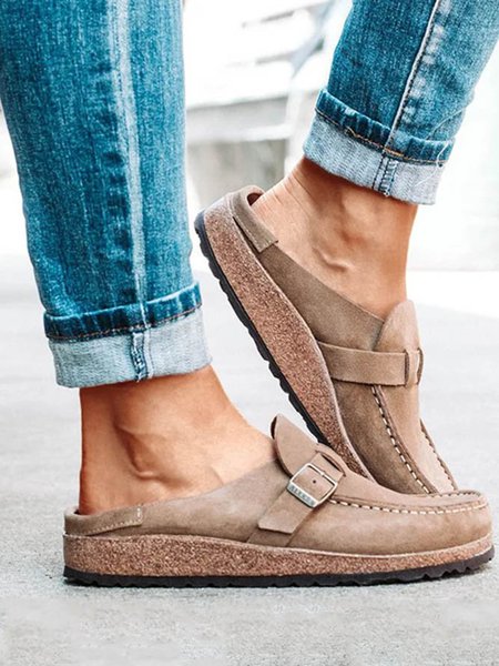JFN Women Casual Comfy Leather Slip On Sandals, Sandals & Slippers, color:Taupe|size:US 10, JustFashionNow