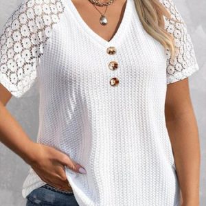 Plus Size Loose Plain Jacquard Elegant Shirt, TOPS, color:White|size:4X, Noracora