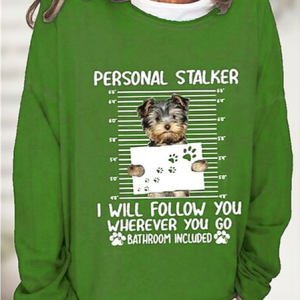 JFN Loose Letter Puppy Long Sleeve Sweatshirt, Sweatshirts & Hoodies, color:Green|size:XXL, JustFashionNow