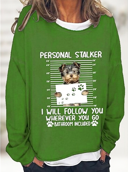 JFN Loose Letter Puppy Long Sleeve Sweatshirt, Sweatshirts & Hoodies, color:Green|size:XXL, JustFashionNow
