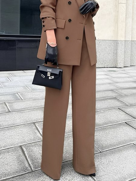 Daily Plain Urban Regular Fit Fashion Pants, Pants, color:Khaki|size:XXL, Stylewe