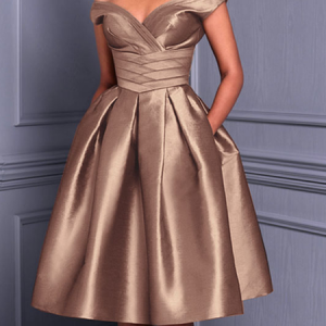 Plain Regular Fit V Neck Elegant Wedding Guest Dress, Midi Dresses, color:As Picture|size:XXL, Stylewe