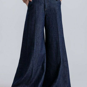 Urban Loose Denim Plain Long Jeans Wide leg pants, Jeans, color:Denim Blue|size:XXL, Stylewe