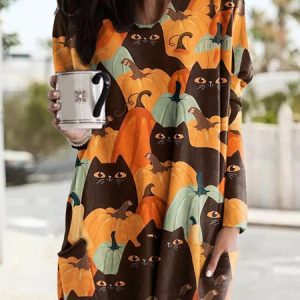 Casual Crew Neck Halloween Sweatshirt, Hoodies & Sweatshirts, color:Color3|size:3XL, Noracora