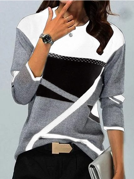 Daily Geometric Cotton Blends T-shirt, T-Shirts, color:Gray|size:XXL, JustFashionNow