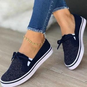 Comfortable Soft Casual Lace-Up Flats, Flats/Loafers, color:Blue|size:43, Noracora