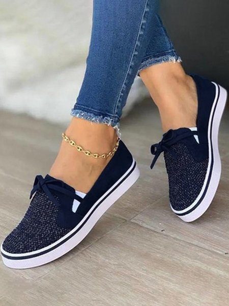 Comfortable Soft Casual Lace-Up Flats, Flats, color:Blue|size:43, JustFashionNow