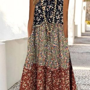 Women's Casual Dress Summer Loose Casual Floral Pritned Dress, Midi, color:Multicolor|size:XXL, catalog Noracora shop