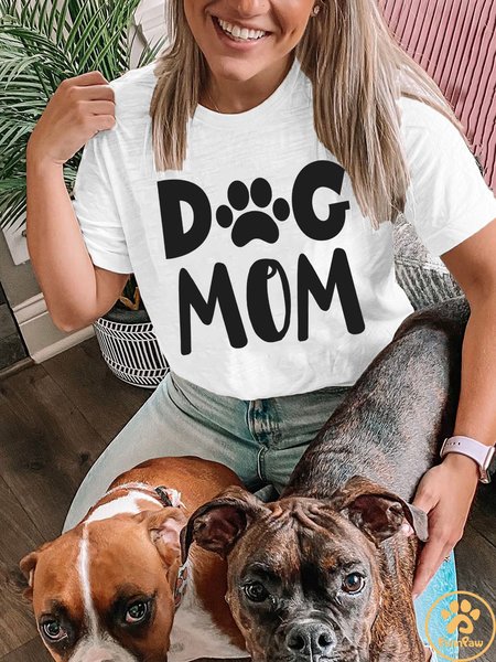 Lilicloth X Funnpaw Women's Dog Mom T-Shirt, color:White|size:L, Lilicloth.com