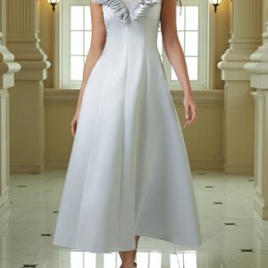 Elegant Boat Neck Regular Fit Plain Party Dress, Maxi Dresses, color:Gray|size:XXL, Stylewe