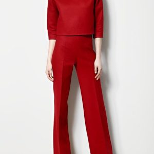 Plain Urban Two-Piece Top With Pants Set, SET, color:Red|size:XXL, Stylewe
