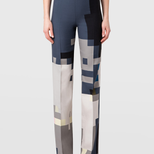 Autumn High Waist H-Line Commuting Geometric Urban Fashion Pants, Wide Leg Pants, color:Gray|size:L, Stylewe