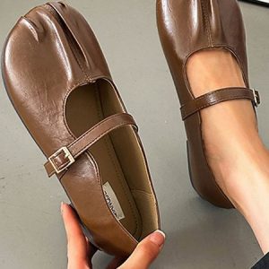 Simple Plain Slip On Flat Heel Peas Shoes, Flats/Loafers, color:Brown|size:40, Noracora