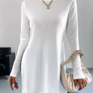 Crew Neck Loose Casual Plain T-Shirt, T-Shirts, color:White|size:XXL, JustFashionNow