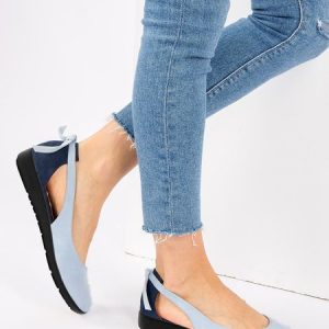 Blue Suede Contrast Bow Cutout Flats, Flats, color:Blue|size:43, JustFashionNow