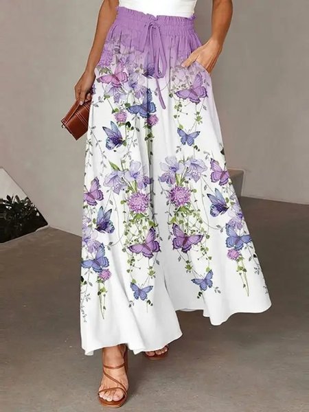 Loose Casual Butterfly Pants, Pants, color:White|size:XXL, JustFashionNow