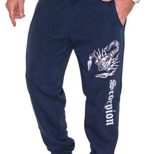 Loose Text Letters Casual Pants, Pants, color:Navyblue|size:XXL, JustFashionNow