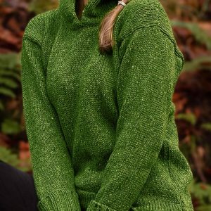 Plain Casual Sweater, Sweaters, color:Green|size:XXL, JustFashionNow