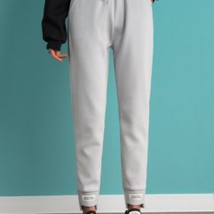 Casual Plain Ankle Pants Lace-up Sweatpants & Joggers, Pants, color:Gray|size:3XL, Noracora