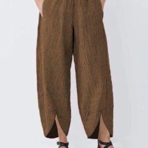 JFN Solid Tulip Hem Casual Pants, Pants, color:Deep Khaki|size:XXL, JustFashionNow