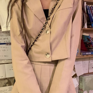 Basic Lapel Blazer, Blazers, color:Khaki|size:M, JustFashionNow