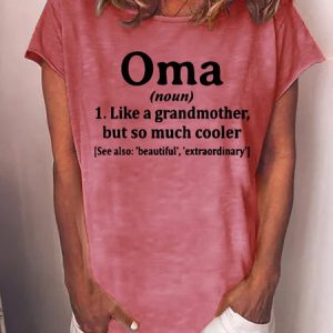 Women Funny Oma Grandmother Crew Neck T-Shirt, color:Pink|size:3XL, Lilicloth.com