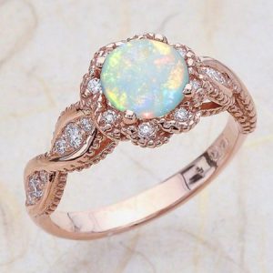 JFN Vintage Opal Ring, Rings, color:Rose Gold|size:11, JustFashionNow