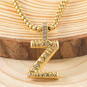 18K Gold-plated Uppercase 26 English Letters Pendant All-match Necklace, Necklace, color:Color26|size:One-size, Noracora