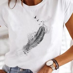 Casual Loose Crew Neck T-Shirt, T-Shirts, color:White|size:3XL, JustFashionNow