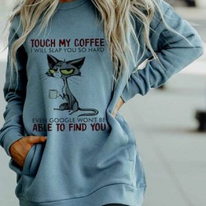 Touch My Coffee Loose Hoodie Sweatshirt, Sweatshirts & Hoodies, color:Blue|size:XXL, JustFashionNow