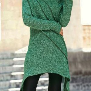Turtleneck Casual Knitted Dresse, Dresses, color:Green|size:XXL, JustFashionNow