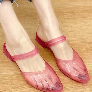 Transparent Waterproof PVC Jelly Glue Pointed Shoes, Flats, color:Pink|size:41, JustFashionNow