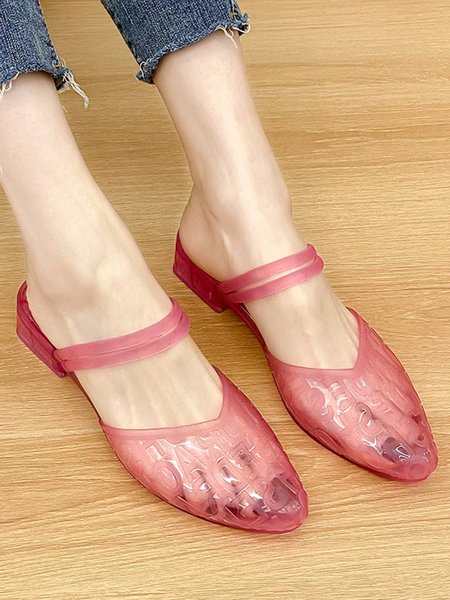 Transparent Waterproof PVC Jelly Glue Pointed Shoes, Flats, color:Pink|size:41, JustFashionNow