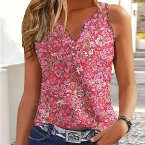 Buckle Casual Jersey Tank Top, Tanks & Camis, color:Rose Red|size:XXL, JustFashionNow