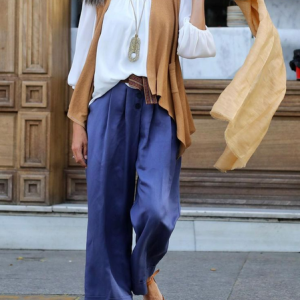 Plain Regular Fit Crew Neck Casual Matching Outfit, Suit Set, color:Blue Purple|size:XXL, JustFashionNow