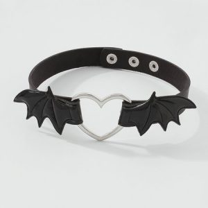 Women's Love Wings Collar, Necklace, color:Black|size:One-size, Noracora