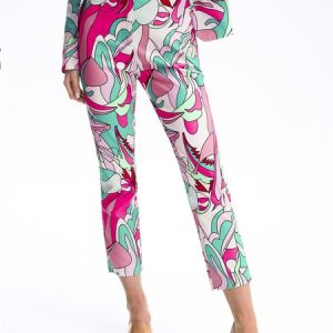 Work  Printed Abstract  Tailored Pants, Skinny Leg Pants, color:Rose Red|size:XXL, Stylewe