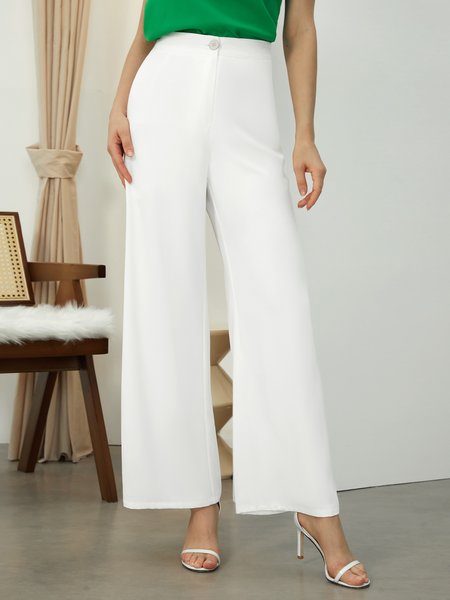 Regular Fit Plain Elegant Fashion Pants, Pants, color:White|size:XXL, Stylewe