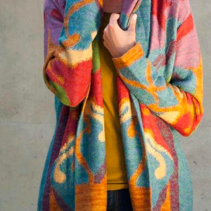 Women Yarn/Wool Yarn Abstract Long Sleeve Comfy Casual Cardigan, Cardigans, color:Multicolor|size:XXL, Noracora