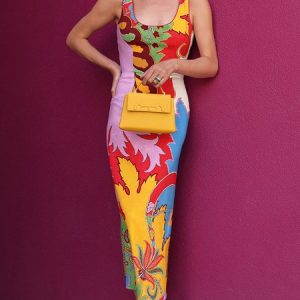 Abstract Vacation Tight Maxi Dress With No Belt, Maxi Dresses, color:As Picture|size:XXL, Stylewe