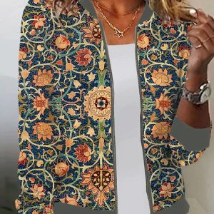 Casual Loose Ethnic Jacket, Jackets, color:Multicolor|size:XXL, JustFashionNow