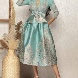 Regular Fit Cross Neck Elegant Midi Dress Wedding, Midi Dresses, color:Green|size:XXL, Stylewe