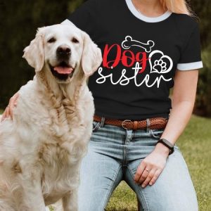 Lilicloth X Funnpaw Women's Dog Sister T-Shirt, color:Black|size:L, Lilicloth.com