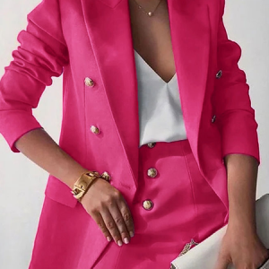 Lightweight Lapel Collar Long sleeve Urban Plain Loose Blazer, Blazers, color:Rose Red|size:XXL, Stylewe