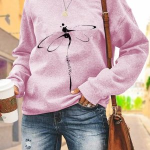 Crew Neck Casual Sweatshirt, Sweatshirts & Hoodies, color:Pink|size:3XL, JustFashionNow