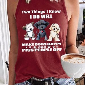 Women's Dog Lover Funny Casual Crew Neck Tank Top, color:Red|size:3XL, Lilicloth.com