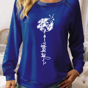 Women's Casual Dandelion Sweatshirt, color:Blue|size:3XL, Lilicloth.com