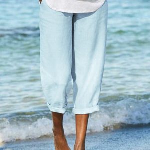 Casual Solid Elastic Waistband Pant, color:Blue|size:XXL, Lilicloth.com